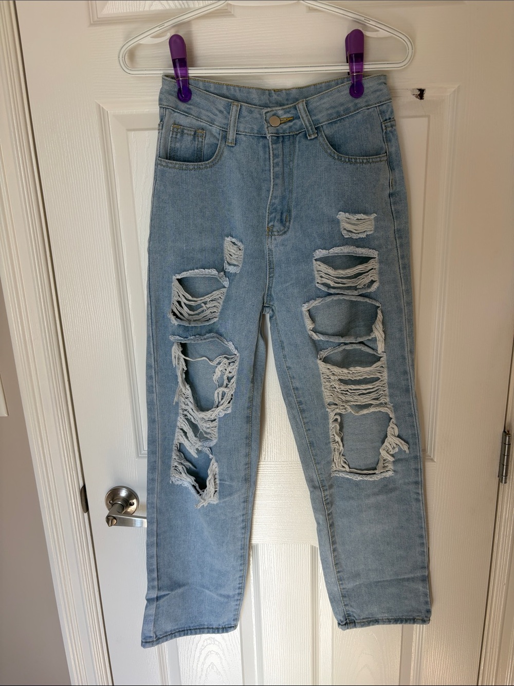Light Blue Distressed High-Waist Women’s Jeans